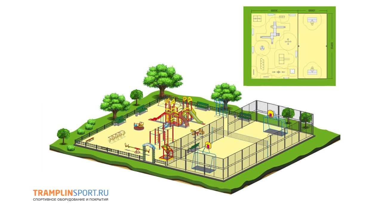 Детская спортивная площадка состоит: детские горки, качели, игры, детская спортивная и игровая площадка