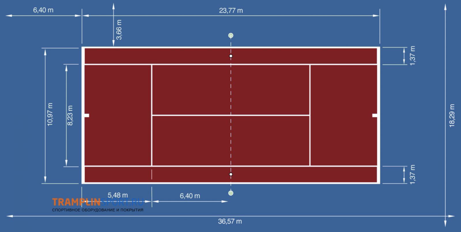Размер теннисного корта