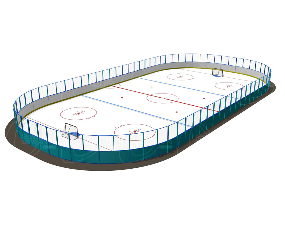 Хоккейная коробка (стекопластиковый борт + защитное ограждение по периметру) ХК002.03